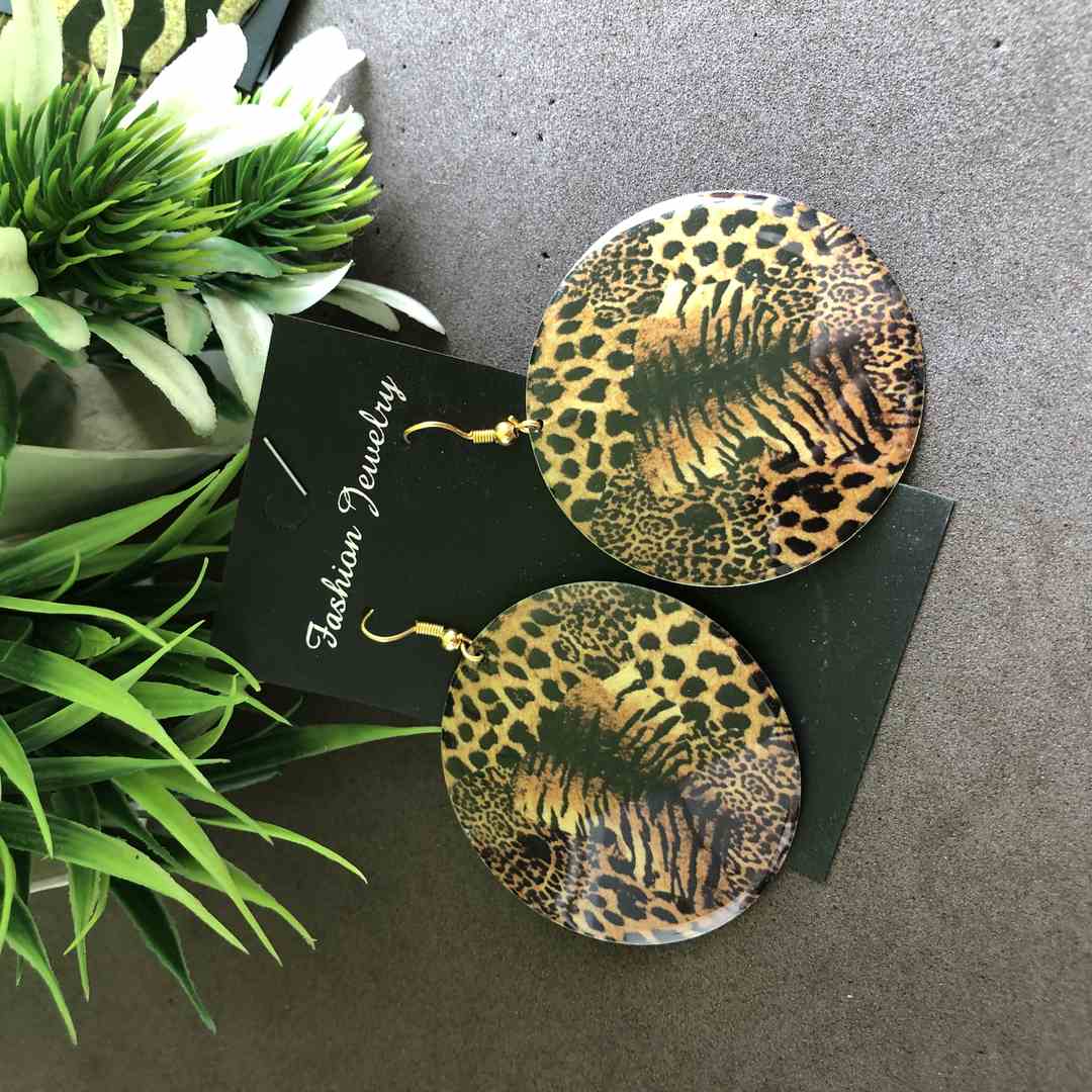 LARQ JEWELS Assorted leopard print Round metal stylish earring (any one)