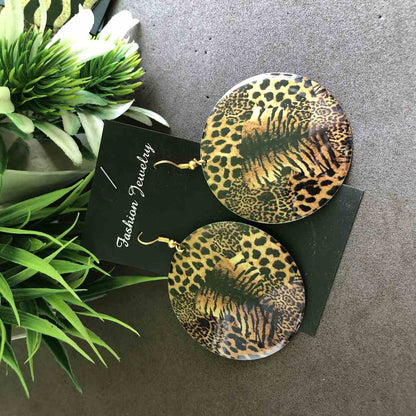 LARQ JEWELS Assorted leopard print Round metal stylish earring (any one)