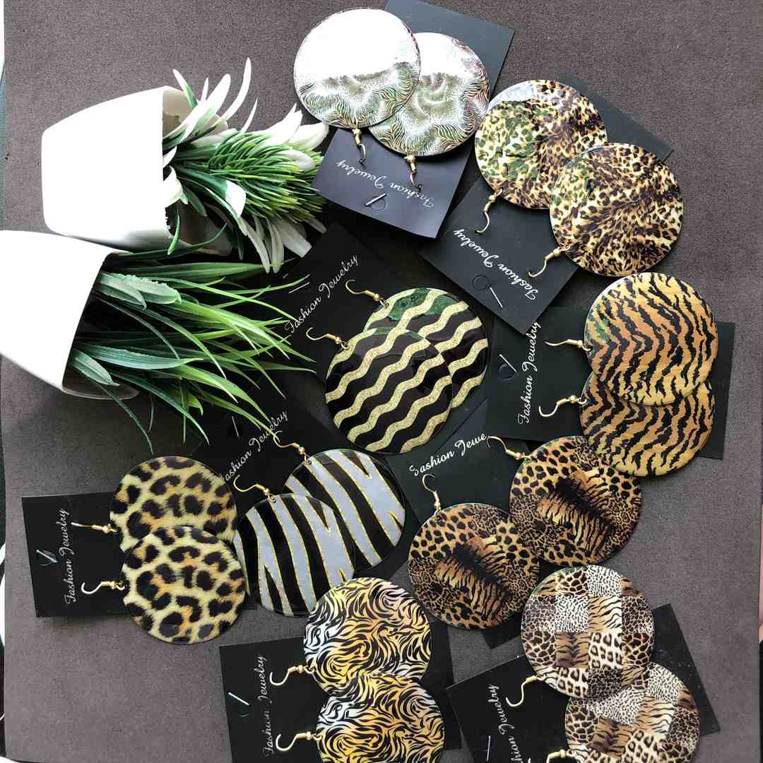 LARQ JEWELS Assorted leopard print Round metal stylish earring (any one)