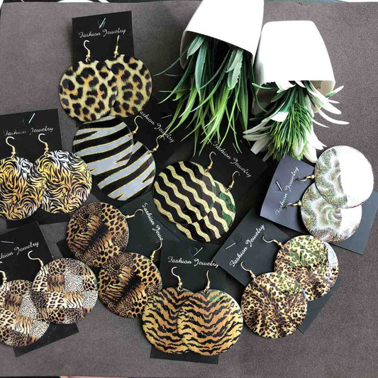 LARQ JEWELS Assorted leopard print Round metal stylish earring (any one)