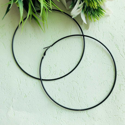 LARQ JEWELS Trendy big colourful hoop earring black
