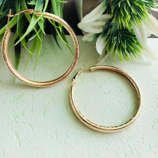 LARQ JEWELS Stainless Steel Curb Chain Hoop Earrings for Women GOLDEN