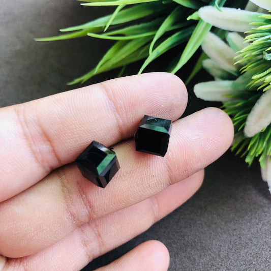 LARQ JEWELS Black cube 3d quirky small stud western earring for women and girls