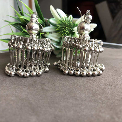 LARQ JEWELS Oxidized Silver Tribal Dangle Earrings