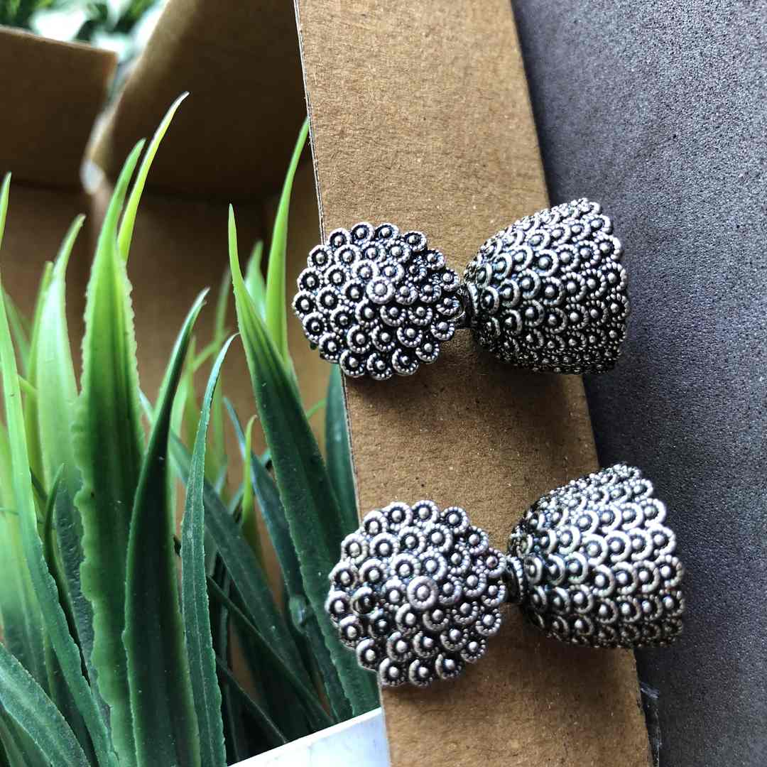 Oxidized silver Finely Detailed mini Jhumki Earrings