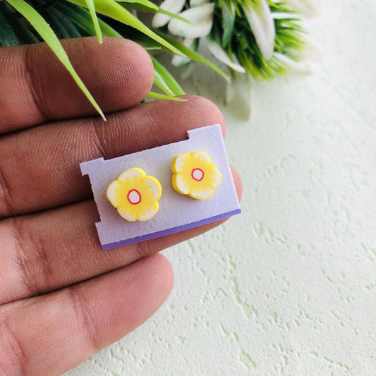 Bright yellow floral quirky small stud western earring