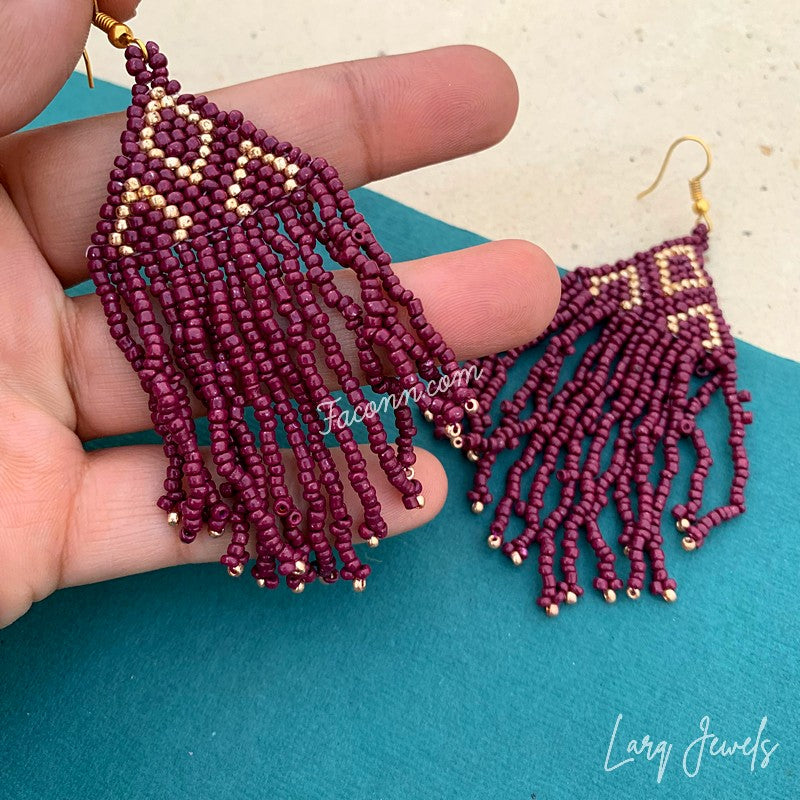 Larq Jewels Brown Seed Beaded Earrings for Women Girls