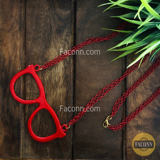 LARQ JEWELS Fashionable Trendy Metal Red Specs Necklace