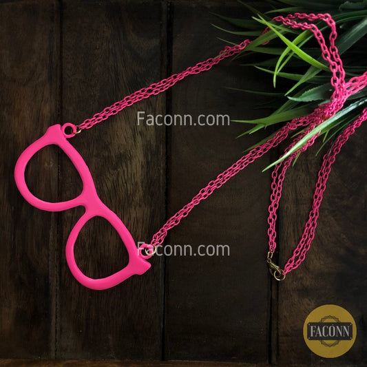 LARQ JEWELS Fashionable Metal Pink Specs Necklace Chain For Women