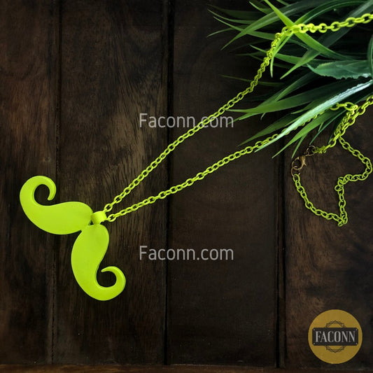 LARQ JEWELS Neon green Bib Mustache Statement Chain