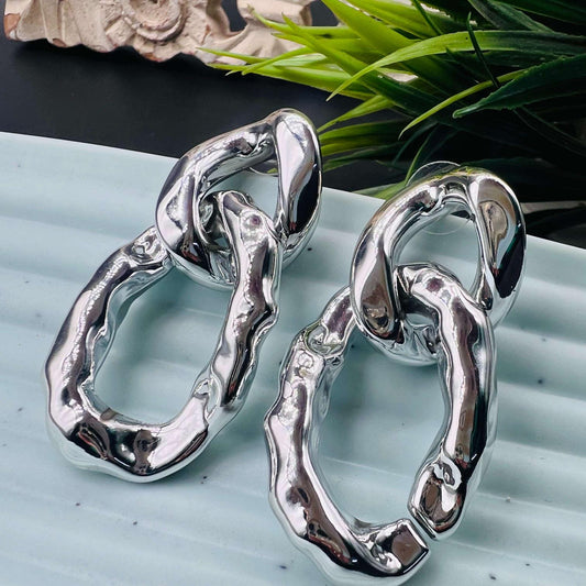 Interlinked Silver Drop Weightless Earrings
