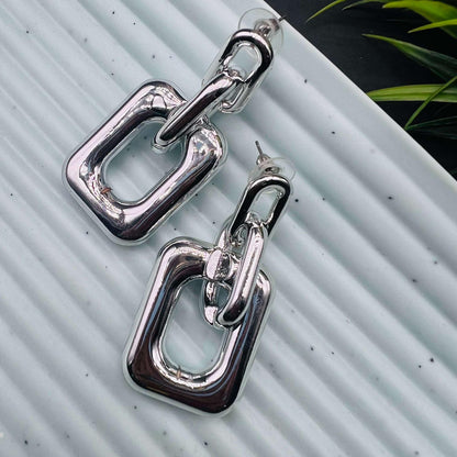 Geometric Silver Square Weightless Earrings
