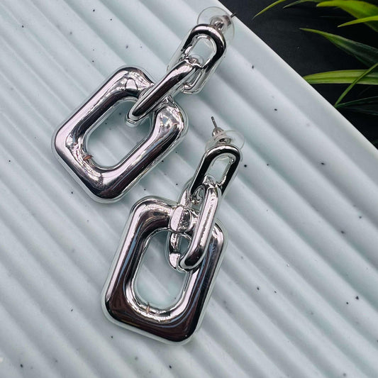 Geometric Silver Square Weightless Earrings
