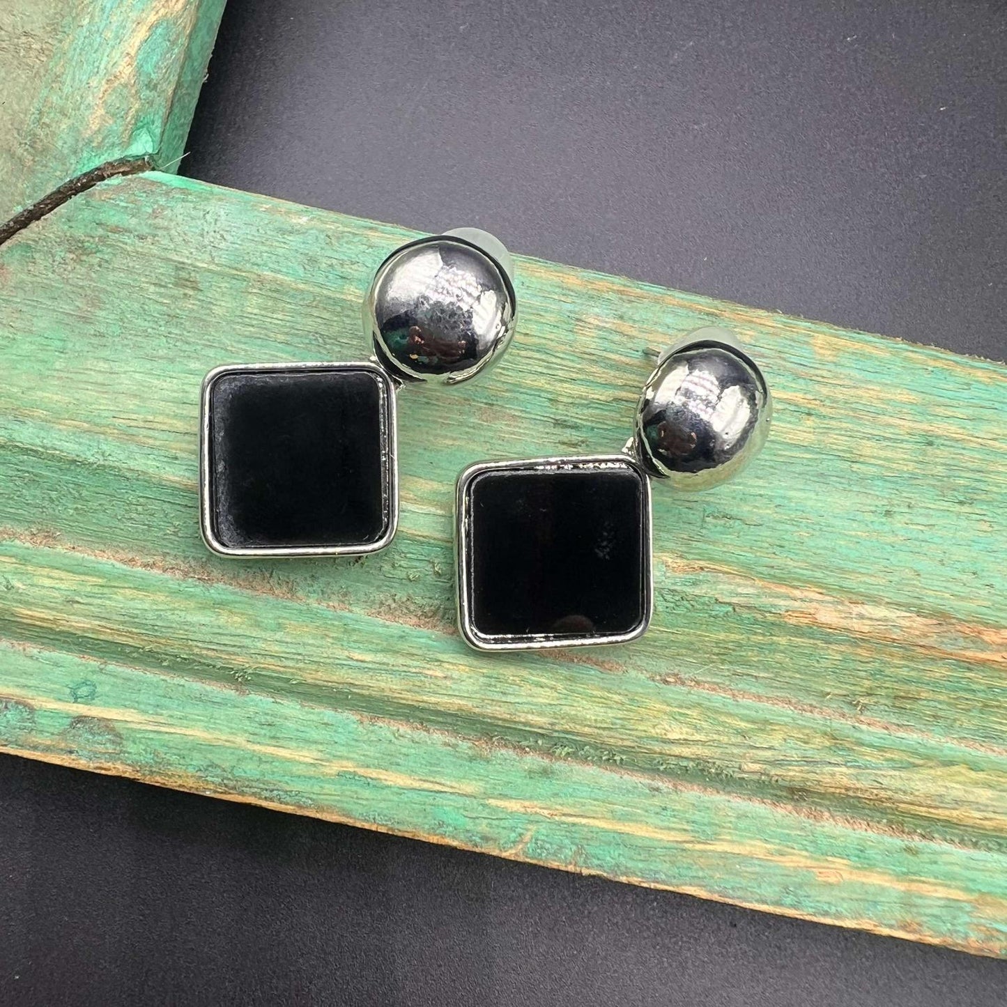 Midnight Square Onyx Stud Earrings