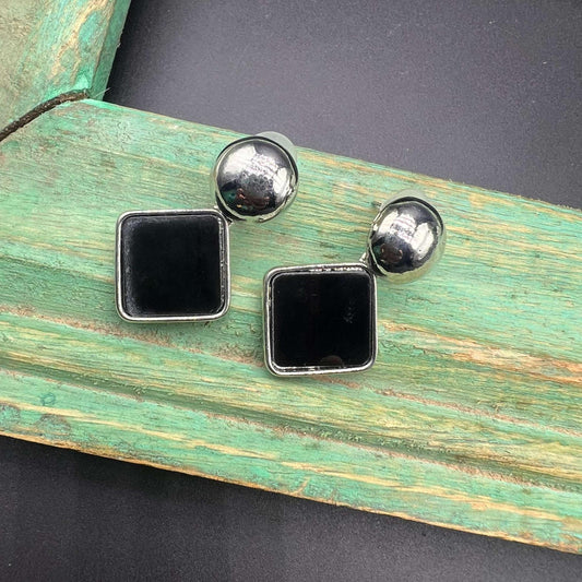Midnight Square Onyx Stud Earrings