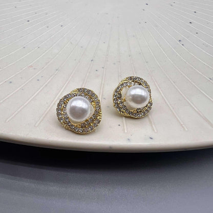 Golden Radiance Pearl Drop Stud Earrings