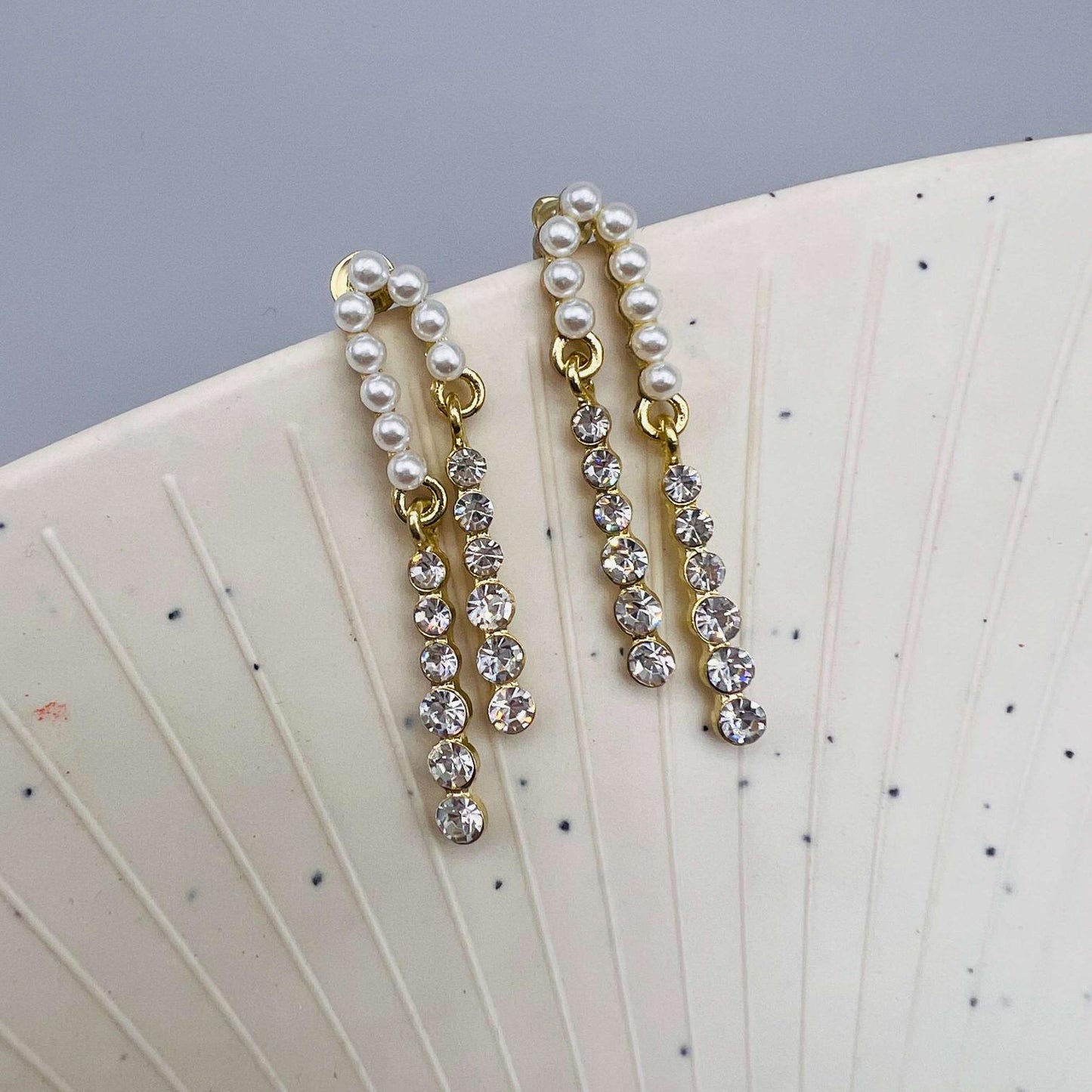 Luxe Harmony Pearl Drop Rhinestone Earrings