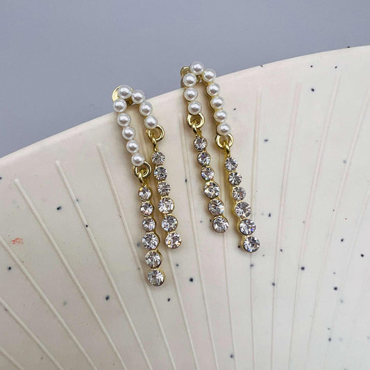 Luxe Harmony Pearl Drop Rhinestone Earrings