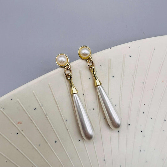 Golden Pearl Cascade Korean Earrings