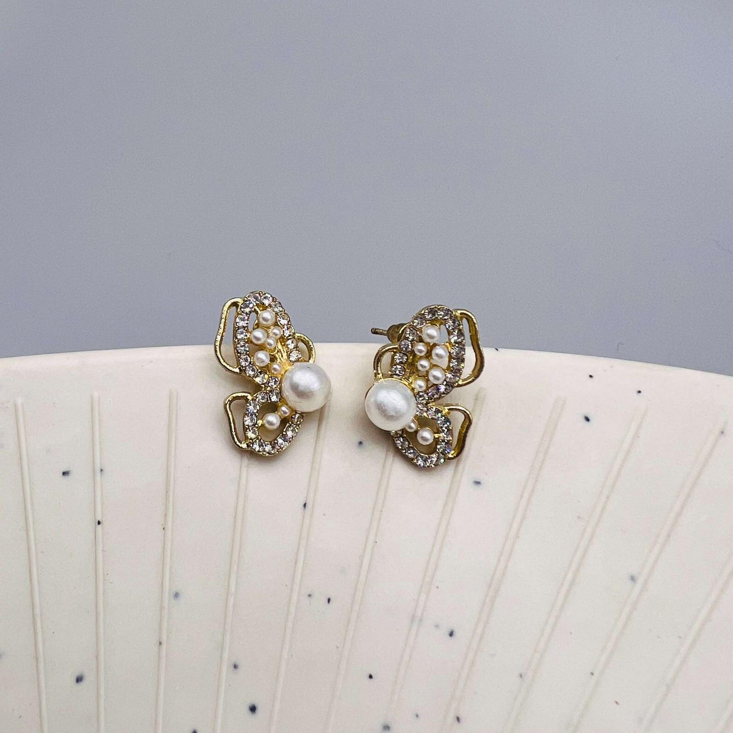 Golden Butterfly Pearl Party wear Earring