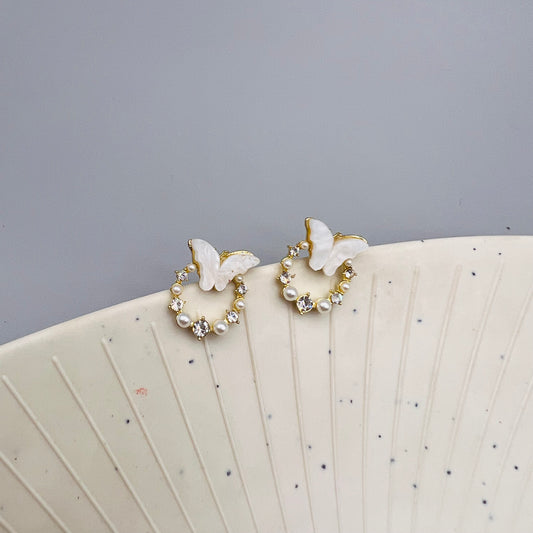 White Flutter Butterfly Earrings
