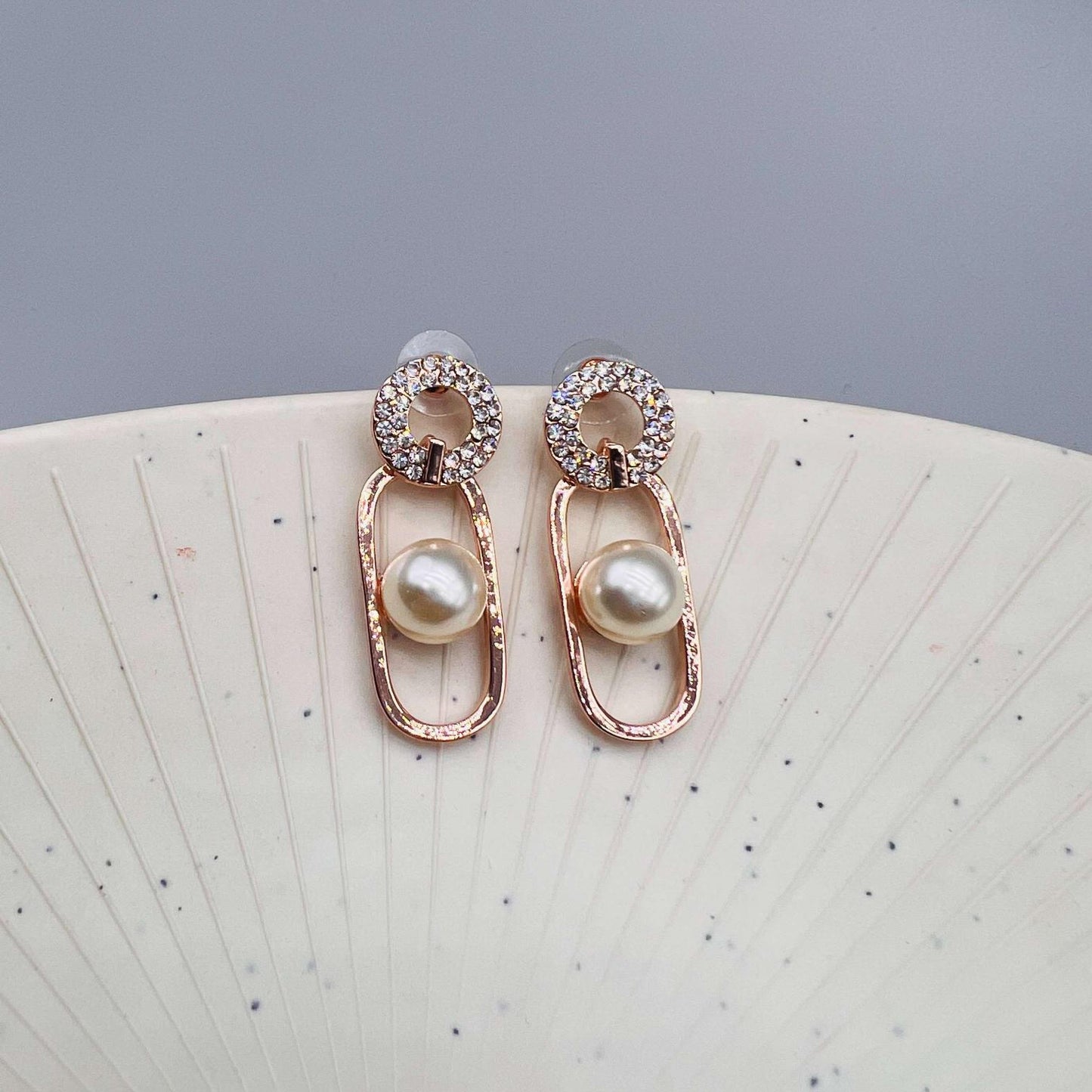 Luxe Pearlstone Rosegold Earrings