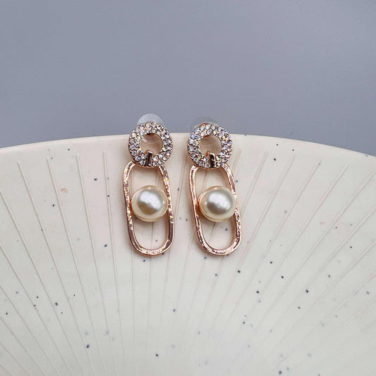 Luxe Pearlstone Rosegold Earrings