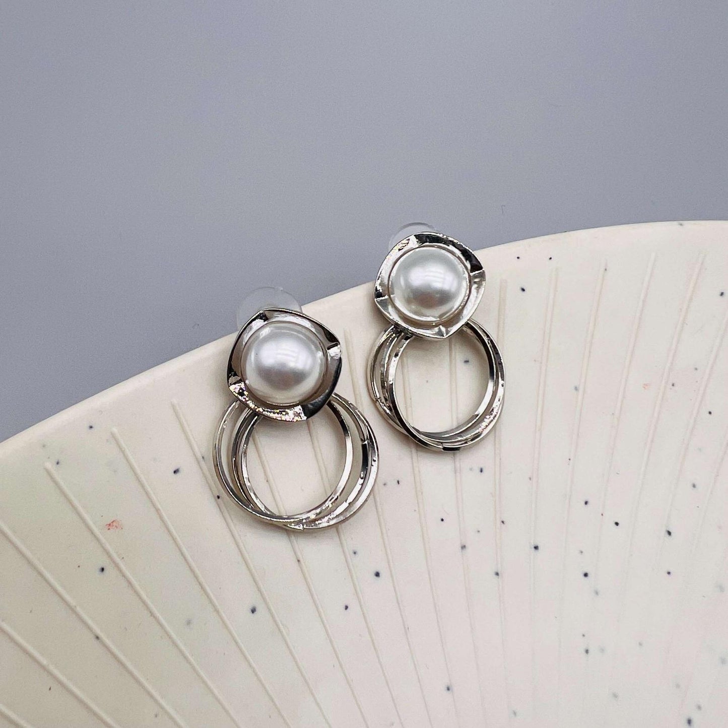 Silver Plated Korean Pearl Earrings