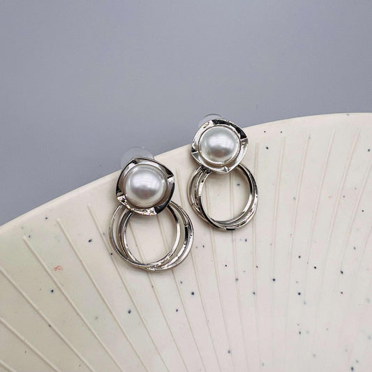 Silver Plated Korean Pearl Earrings