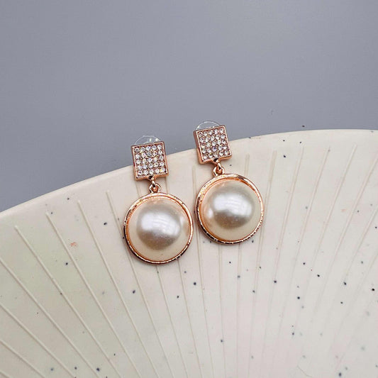 Luminous Akoya Pearl Rhinestone Earrings