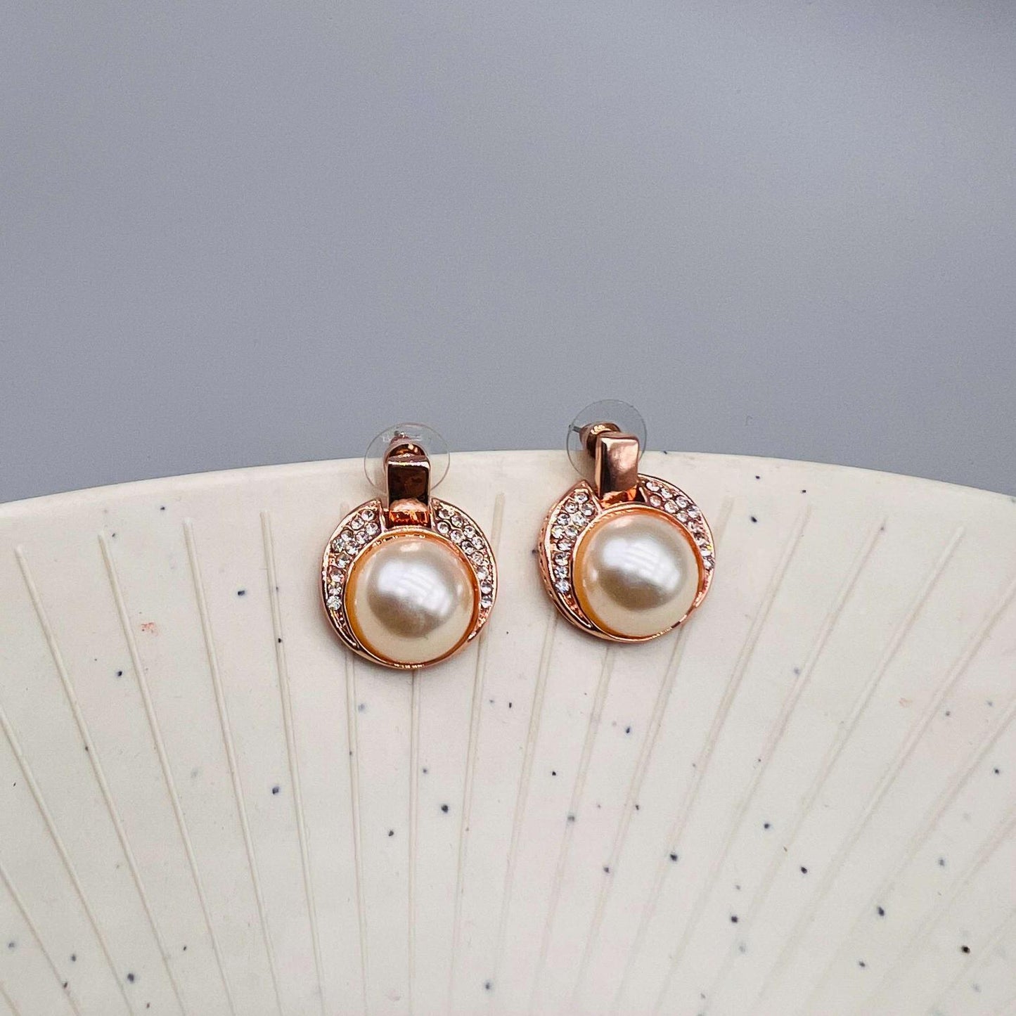 Modern Muse Rose Gold Pearl Earrings