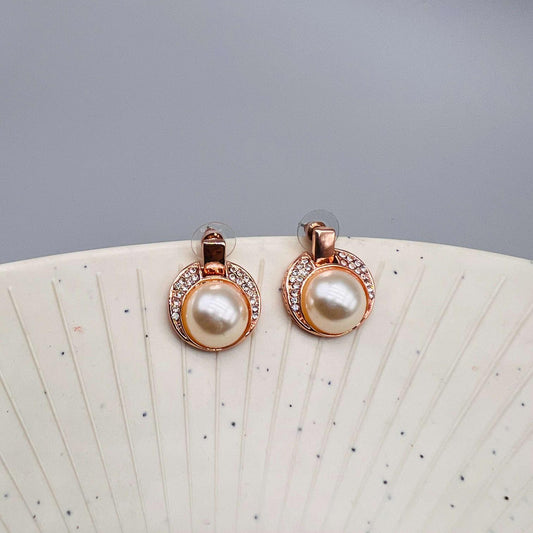 Modern Muse Rose Gold Pearl Earrings