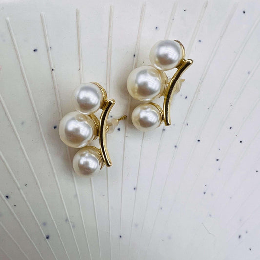 Serene Pearl Orbits Stud Korean Earrings