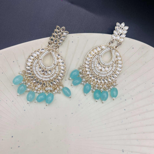 Artisan Kundan Traditional Fusion Earrings Blue