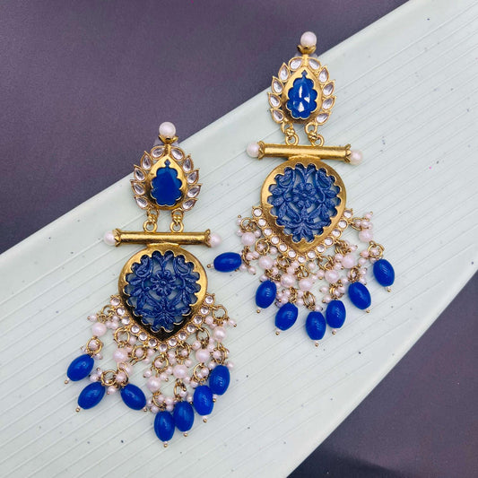 Jharokha Statement Royal Blue Earrings