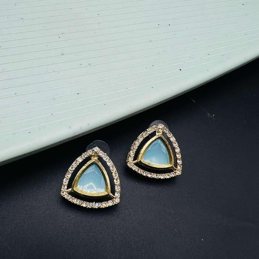 Luminous Rhinestone Ethnic Triangle Earrings