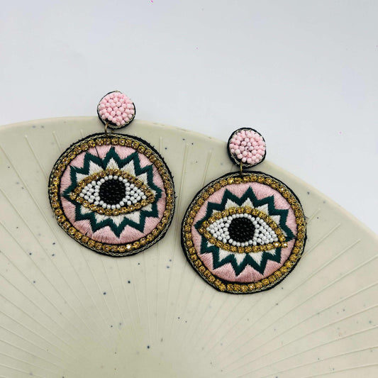 Iris Evil Eye Handmade beads Earrings