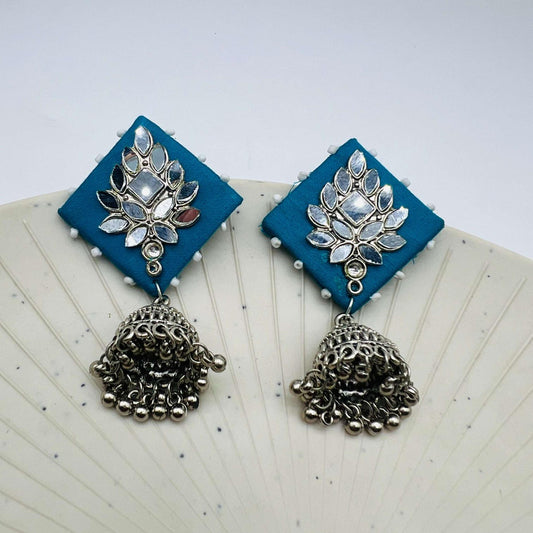 Hand crafted Mirror Fabric Ethnic Earrings