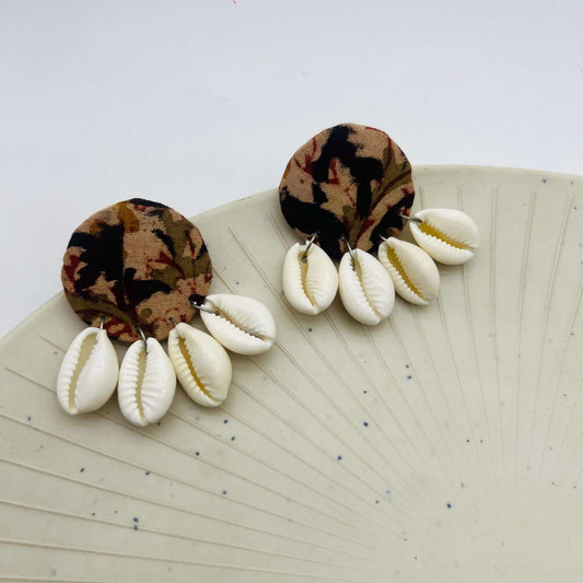 Handcrafted Fabric Shell  Earrings