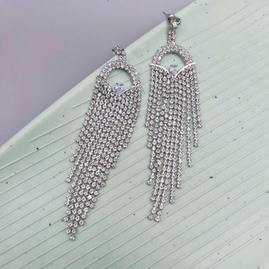 Diamond Dive Rhinestone Dangler Earrings