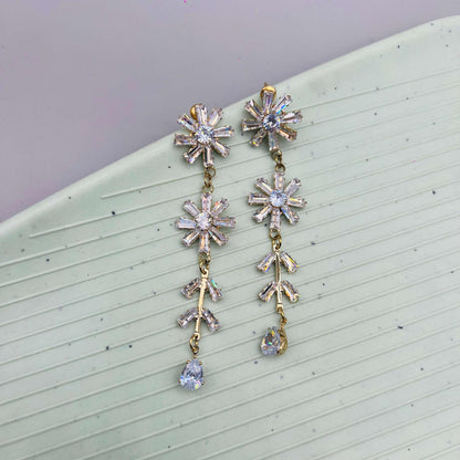 Crystal Flowerfall Drop Stone Earrings