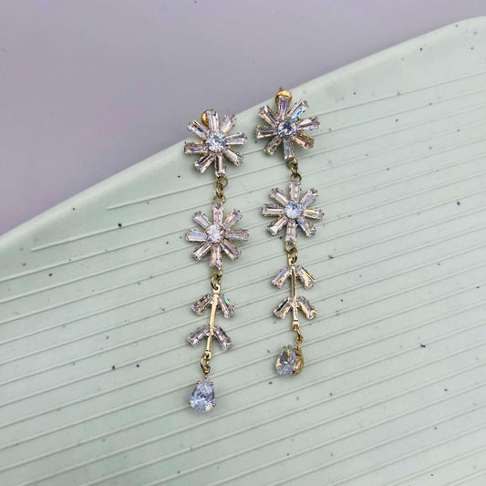 Crystal Flowerfall Drop Stone Earrings