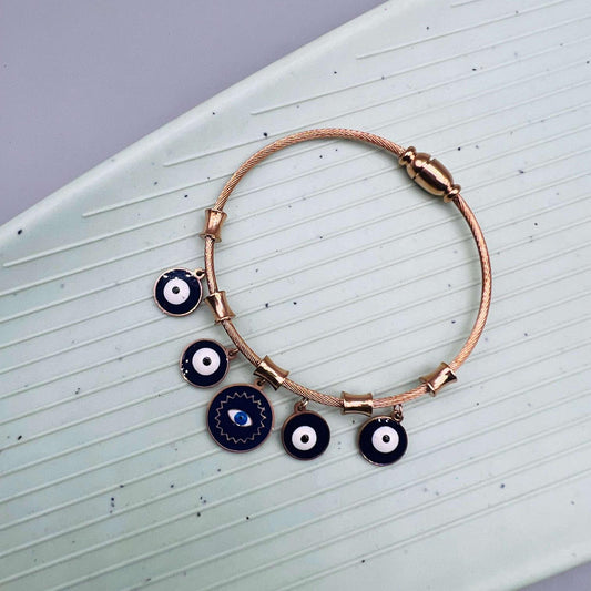 Gold Plated Rhinestone Evil Eye Anti tarnish Adjustable Bracelet