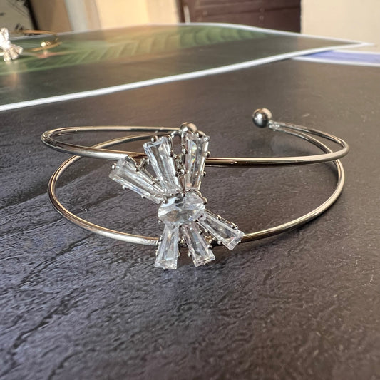 Dual Layer Silver Rhinestone Bracelet