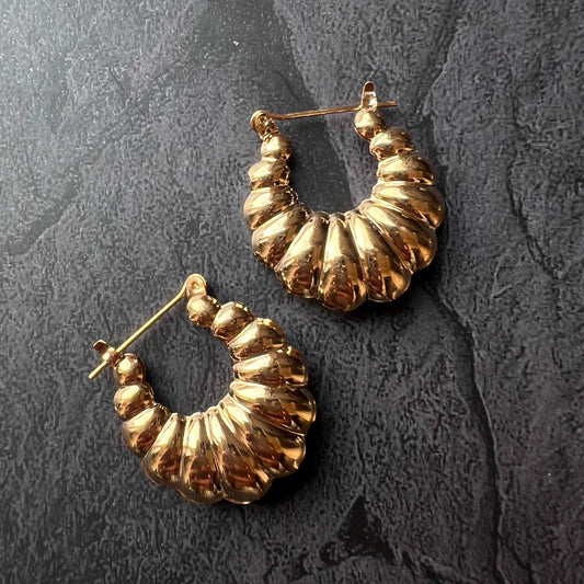 Korean new fashion cross shell flower earrings