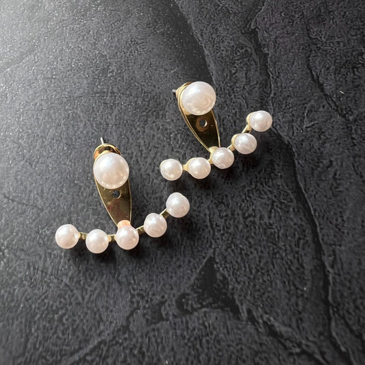 Golden Pearl Stud Korean Earrings