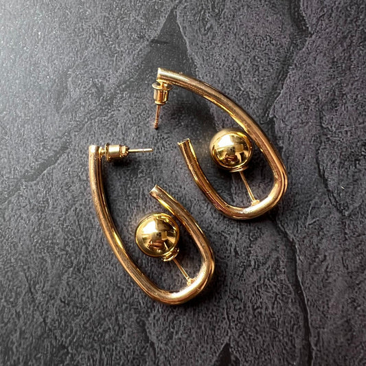 Trendy Korean Loop Golden Earrings