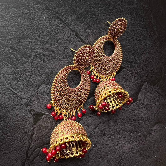 Trendy Fashion Maroon Floral Bali Earrings