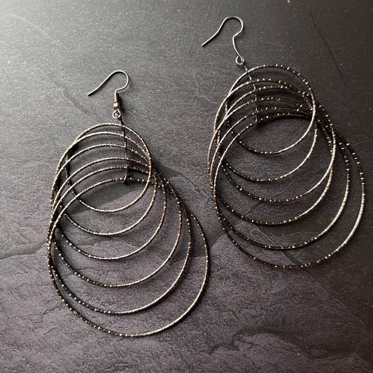 Black Multiple Spiral Earrings