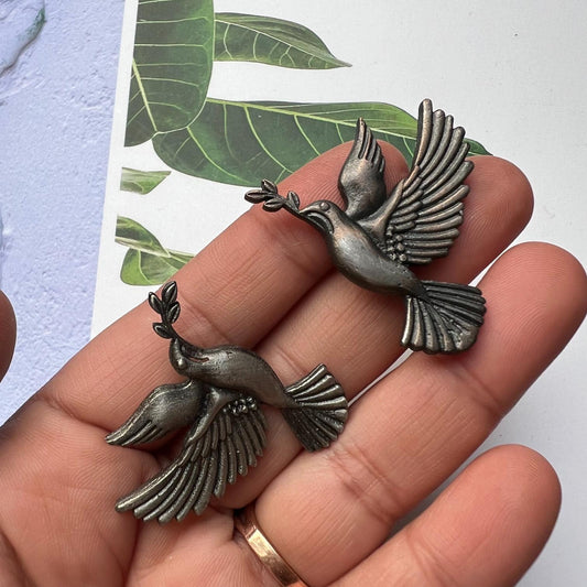 German Silver Love Bird Earrings